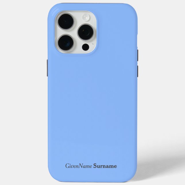 Personalized Name Elegant Simple Pastel Blue Grey Case-Mate iPhone Case (Back)