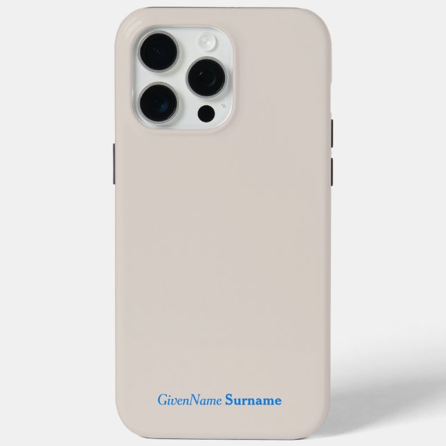 Personalized Name Elegant Simple Quill Grey Blue Case-Mate iPhone Case (Back)