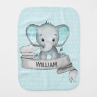 Personalized Name Elephant Baby Boy Blue & Grey
