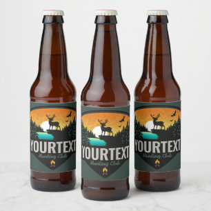 Personalized NAME Elk Hunting Wilderness Sunset Beer Bottle Label