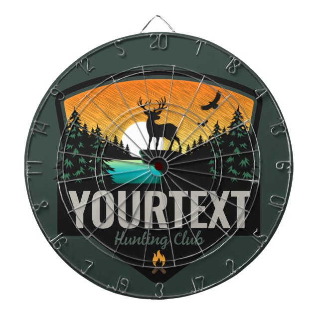 Personalized NAME Elk Hunting Wilderness Sunset Dartboard (Front)