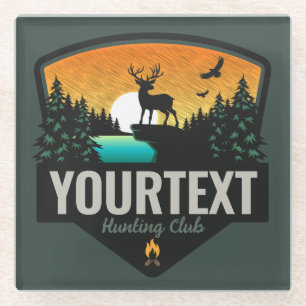 Personalized NAME Elk Hunting Wilderness Sunset  Glass Coaster