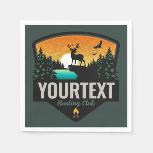 Personalized NAME Elk Hunting Wilderness Sunset Napkin