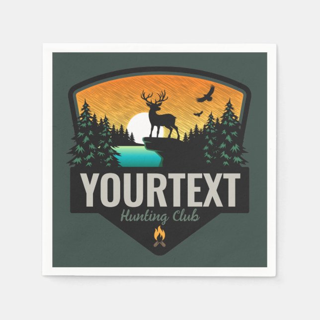 Personalized NAME Elk Hunting Wilderness Sunset Napkin (Front)