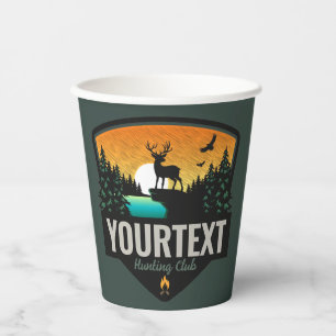 Personalized NAME Elk Hunting Wilderness Sunset Paper Cups