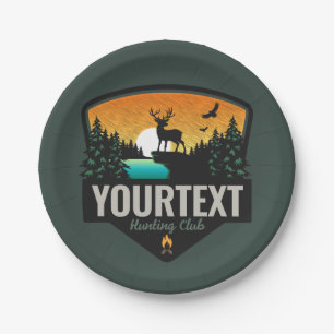 Personalized NAME Elk Hunting Wilderness Sunset Paper Plate
