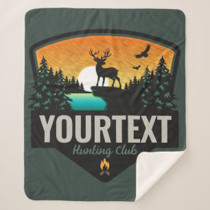 Personalized NAME Elk Hunting Wilderness Sunset Sherpa Blanket
