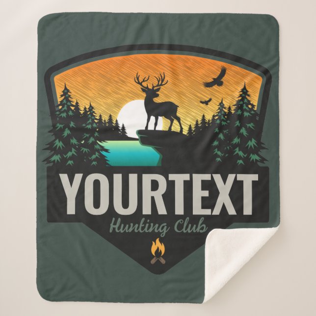 Personalized NAME Elk Hunting Wilderness Sunset  Sherpa Blanket (Front)