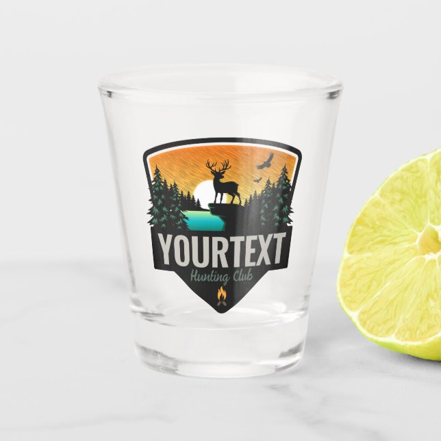 Personalized NAME Elk Hunting Wilderness Sunset Shot Glass (Front)