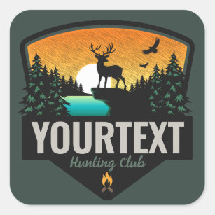 Personalized NAME Elk Hunting Wilderness Sunset Square Sticker