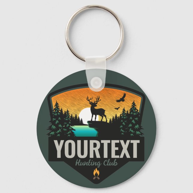 Personalized NAME Elk Hunting Wilderness Sunset Th Keychain (Front)