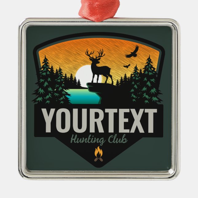 Personalized NAME Elk Hunting Wilderness Sunset Th Metal Ornament (Front)