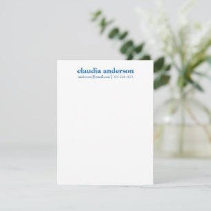 Personalized Name Email Phone Office School Blue Card
