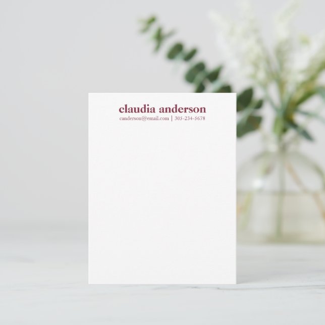 Personalized Name Email Phone Professional Red Card (Standing Front)