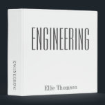 Personalized Name Engineering Class School White  Binder<br><div class="desc">Personalized Name Engineering Class School 3 Ring Binder in White</div>