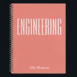 Personalized Name Engineering Orange Terracotta Notebook<br><div class="desc">A modern spiral notebook designed for engineering students and professionals. The bold typography on a warm muted terracotta background makes a striking statement. Featuring a customizable name at the bottom,  this notebook is perfect for keeping notes,  sketches,  and calculations organized in style.</div>
