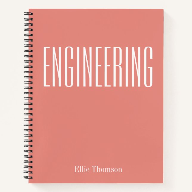 Personalized Name Engineering Orange Terracotta Notebook (Front)