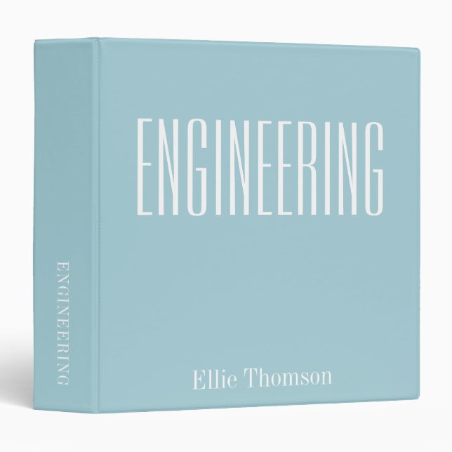 Personalized Name Engineering School Light Blue Binder (Front/Spine)