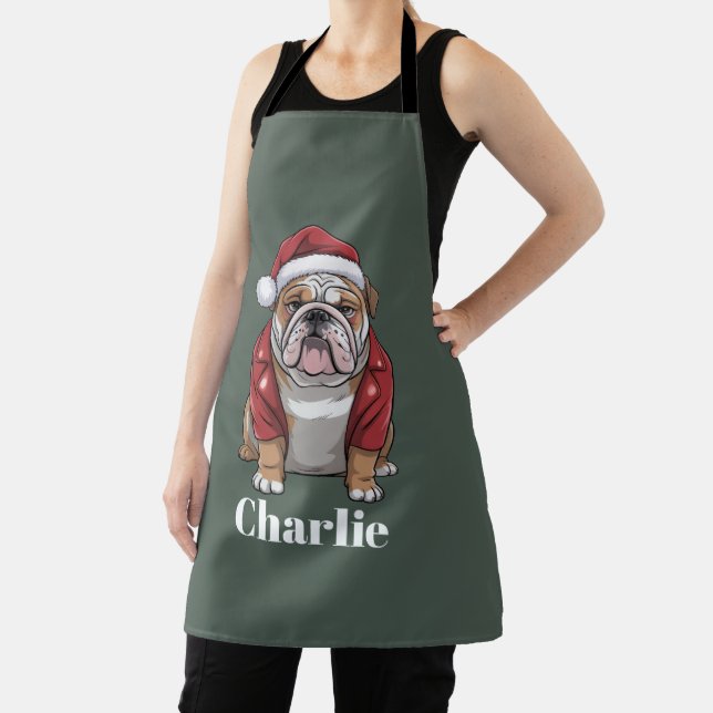 Personalized Name English Bulldog Dog Christmas  Apron (Insitu)