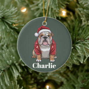 Personalized Name English Bulldog Dog Christmas  Ceramic Ornament