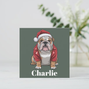 Personalized Name English Bulldog Dog Christmas Holiday Card