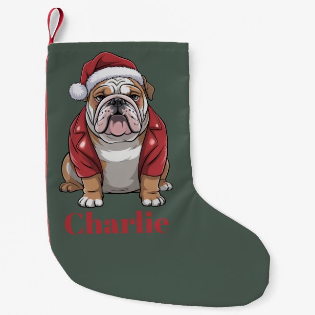 Personalized Name English Bulldog Dog Christmas  Small Christmas Stocking (Front)