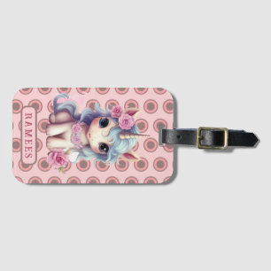 Personalized Name Fairy Baby Unicorn Sparkling Luggage Tag