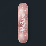 Personalized Name Fairy Pink Moon Rose Gold Chic Skateboard<br><div class="desc">Personalized Name Fairy Pink Rose Gold Girl trendy chic skateboard featuring glitter,  moon,  stars,  botanical leaves. A feminine and cute way to impress your daughter for birthday,  sweet 16 or any feminine event.</div>