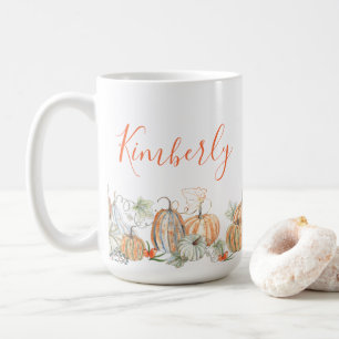 Personalized Name Fall Pumpkins Coffee Mug