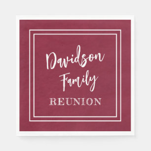 Personalized Name Family Event Burgundy Paper Napkin
