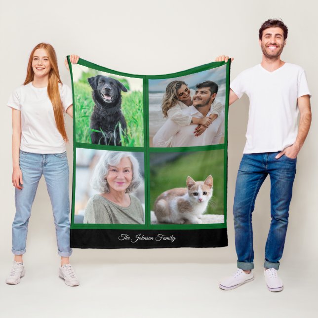 Personalized Name Family Photo and Pets  Fleece Blanket (In Situ)