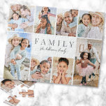 Personalized Name Family Photo Collage Jigsaw Puzzle<br><div class="desc">This simple and elegant photo jigsaw puzzle is a fun and meaningful way to showcase cherished memories. The design features space for eight photos, arranged in a border around the edges, while keeping the focus on the meaningful text in the centre. At the centre, "Family" is displayed in a classic...</div>