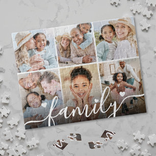 Personalized Name Family Photo Collage Jigsaw Puzzle