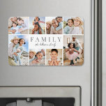 Personalized Name Family Photo Collage Magnet<br><div class="desc">This simple and elegant large magnet is a beautiful way to showcase cherished memories. The design features space for eight photos, arranged in a border around the edges, while keeping the focus on the meaningful text in the centre. At the centre, "Family" is displayed in a classic serif font, with...</div>