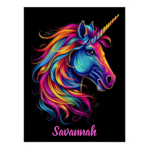 Personalized Name Fantasy Rainbow Cute Girly Poster