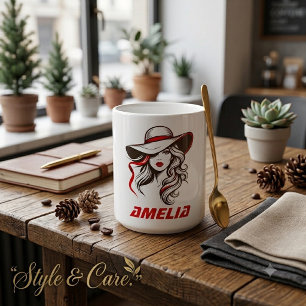 Personalized Name Fashion Lady Silhouette Design Magic Mug