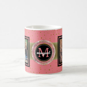 Personalized Name Faux Glitter Custom Photos Coffee Mug