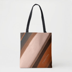 Personalized Name Faux Wood Fancy Tote Bag