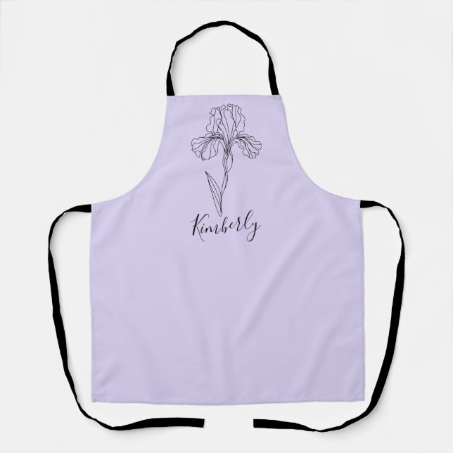 Personalized name February iris Birth Flower Apron (Front)