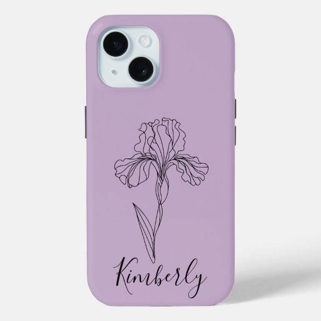 Personalized name February iris Birth Flower Case-Mate iPhone Case (Back)