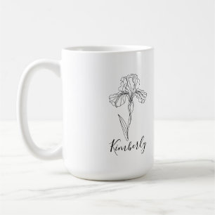 Personalized name February iris Birth Flower Coffee Mug
