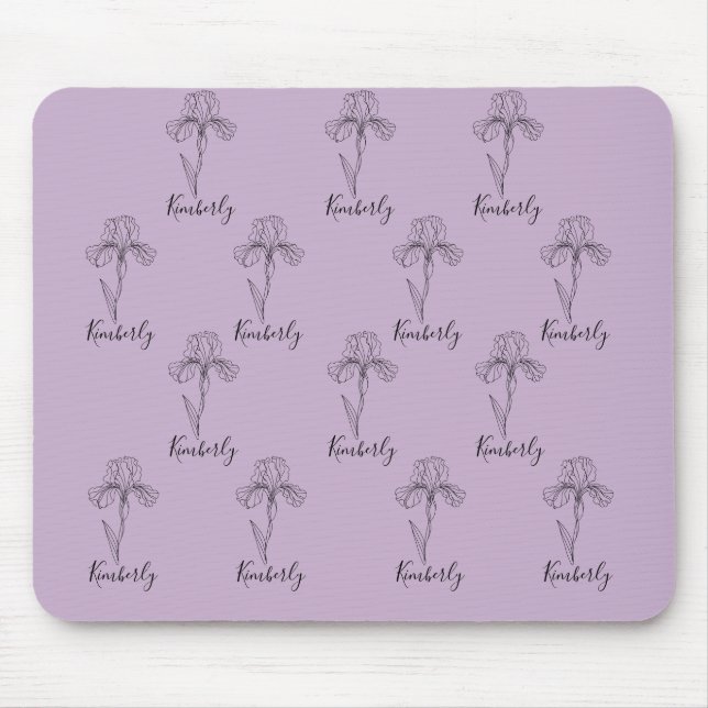 Personalized name February iris Birth Flower Mouse Pad (Front)