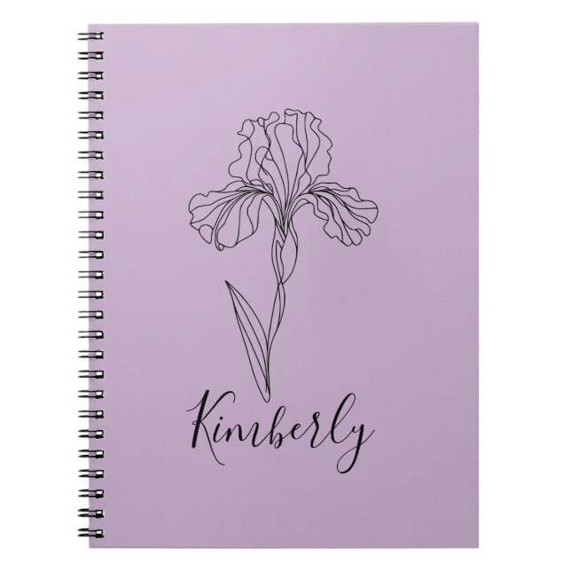 Personalized name February iris Birth Flower Notebook (Front)