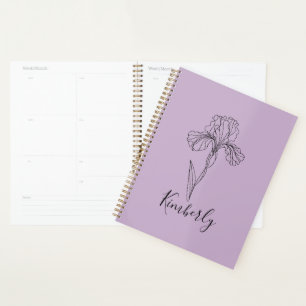 Personalized name February iris Birth Flower Planner