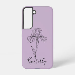 Personalized name February iris Birth Flower Samsung Galaxy Case