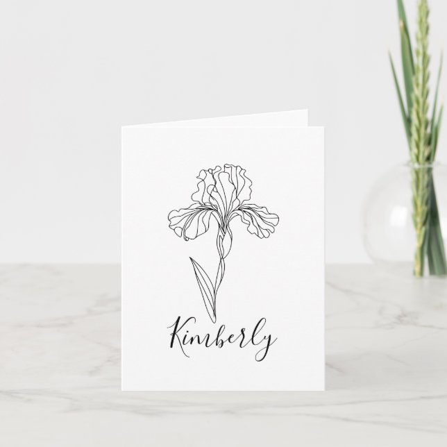 Personalized name February iris Birth Flower Thank You Card (Front)