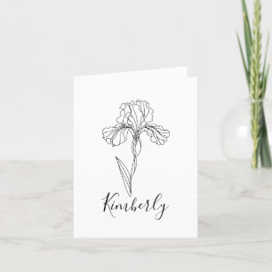Personalized name February iris Birth Flower Thank You Card