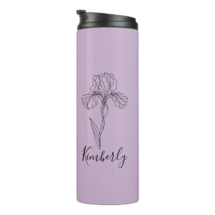 Personalized name February iris Birth Flower Thermal Tumbler