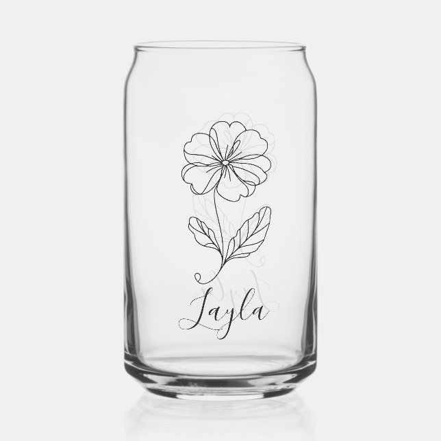 Personalized name February primrose Birth Flower Can Glass (Front)