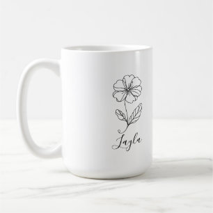 Personalized name February primrose Birth Flower Coffee Mug